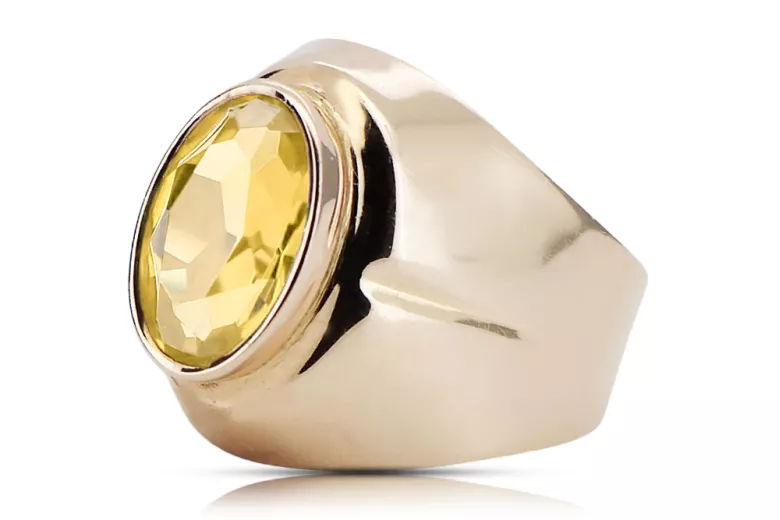 Prsten vinobraní šperky žlutý Perydot Původní vinobraní 14k produkt s růžovým zlatem VRC296r